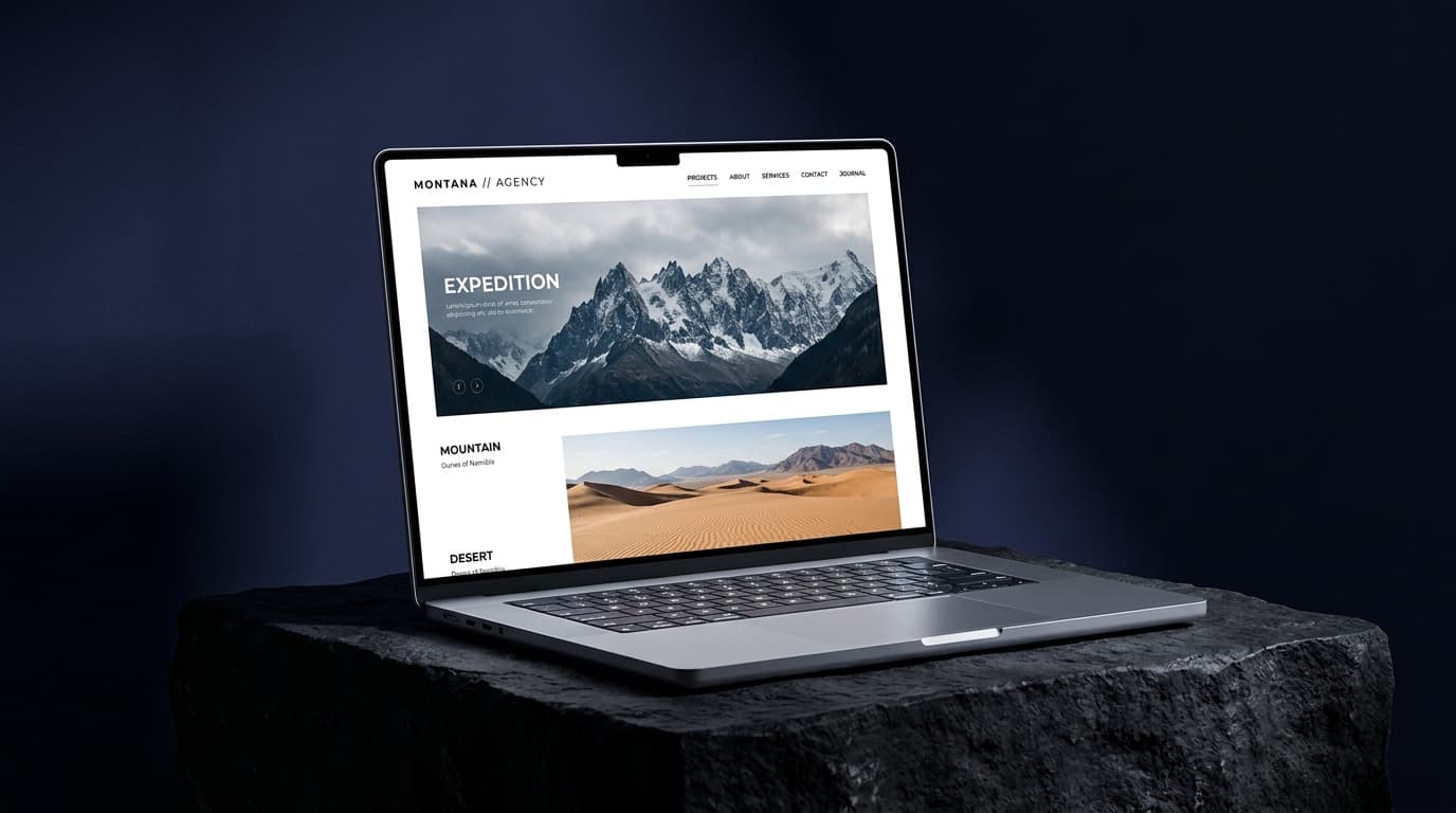 A Devzel-built marketing site running on a laptop